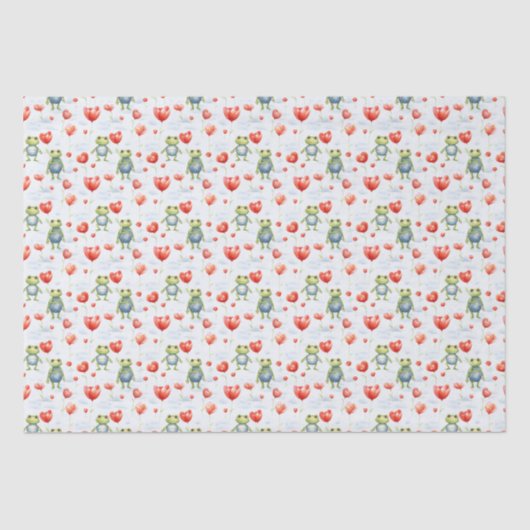 Papier Mousseline Grenouilles et fleurs rouges (Recto)