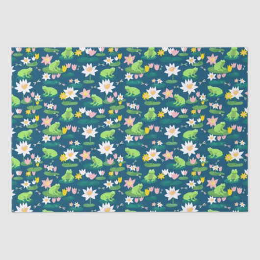 Papier Mousseline Grenouilles et Lily Pads BABY SHOWER mignon Enfant (Recto)