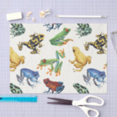 Papier Mousseline Grenouilles sur blanc naturel (Artisanat)