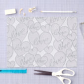 Papier Mousseline Grey Heart Love Wedding Élégant (Artisanat)