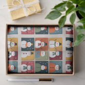 Papier Mousseline Grid of Cheerful Snowmen in Winter Wear (Cadeau)