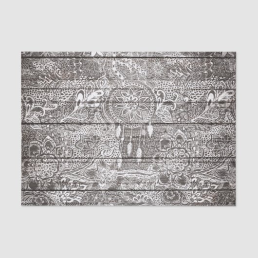 Papier Mousseline Griffonnages floraux de dreamcatcher rustique (Recto)