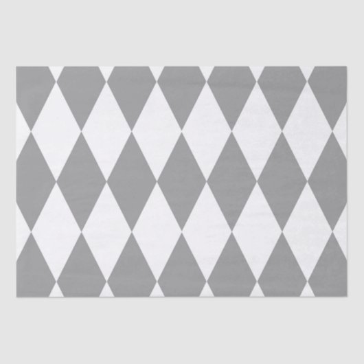 Papier Mousseline Gris blanc Arlequin Diamants Motif Design (Recto)