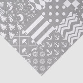 Papier Mousseline Gris Blanc Mixte Motif Patchwork Design (Détail)