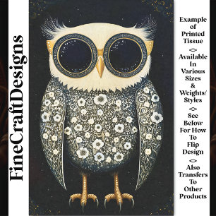 Papier Mousseline Gris Caprice Drôle et amusant Hibou BU8 Découpage