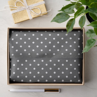 Papier Mousseline Gris foncé à pois blancs