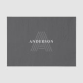 Papier Mousseline Gris foncé Rétro Moderne Monogramme Nom (Recto)