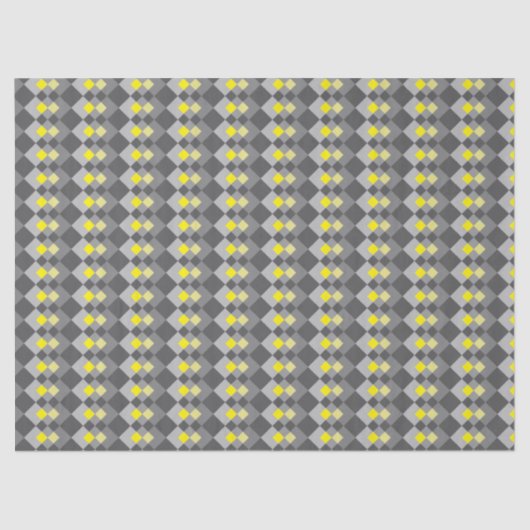 Papier Mousseline Gris Jaune tendance Chic Diamond Motif géométrique (Recto)