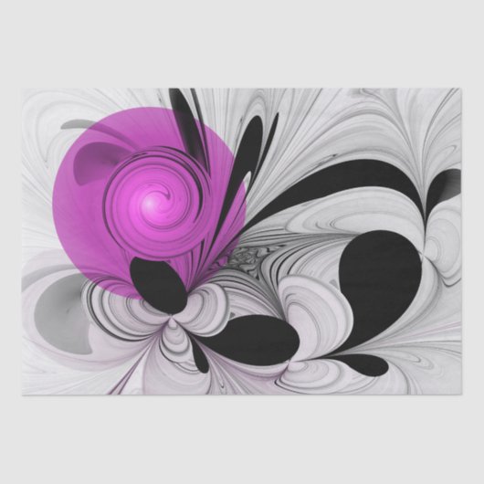 Papier Mousseline Gris Noir Abstrait Avec Art Fractal Magenta (Recto)