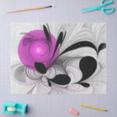 Papier Mousseline Gris Noir Abstrait Avec Art Fractal Magenta (Artisanat)