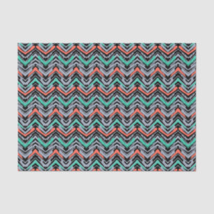 Papier Mousseline Gris, Teal, et motif tiré par la main de corail de