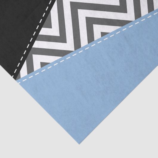 Papier Mousseline Gris Zigzag, Gris Chevron, Motif Zigzag, Bleu (Détail)