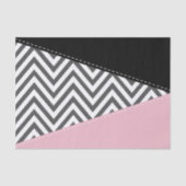 Papier Mousseline Gris Zigzag, Gris Chevron, Motif Zigzag, Rose (Recto)