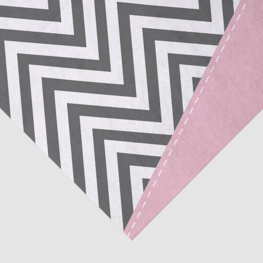 Papier Mousseline Gris Zigzag, Gris Chevron, Motif Zigzag, Rose (Détail)
