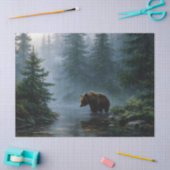 Papier Mousseline Grizzly Bear Misty Forest Decoupage (Artisanat)