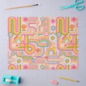 Papier Mousseline Groovy flower power line art (Artisanat)