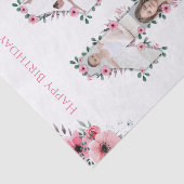 Papier Mousseline Gros 11e anniversaire fille photo Collage Fleur ro (Détail)