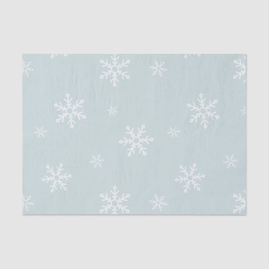 Papier Mousseline Gros flocons de neige sur Icy Blue (Recto)