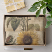 Papier Mousseline Gros, Joyeux tournesols Vintages sur script (Cadeau)