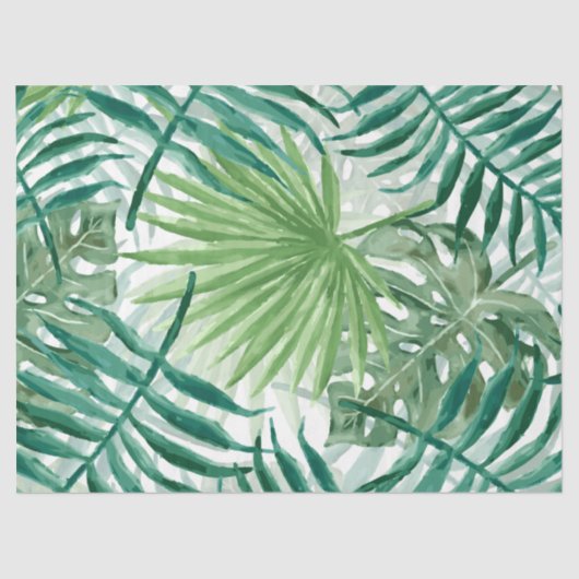 Papier Mousseline Gros palmier vert et Plantes tropicaux de Monstera (Recto)