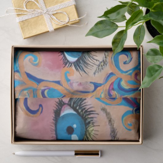 Papier Mousseline gros yeux bleus (Cadeau)