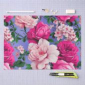 Papier Mousseline Grosse Fleur rose rétro (Artisanat)