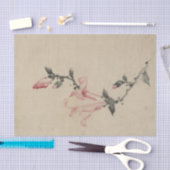 Papier Mousseline Grosse fleur rose sur une pierre par Hokusai (Artisanat)