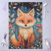 Papier Mousseline Grosse forêt de renards et de fleurs Découpage (Artisanat)