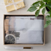 Papier Mousseline Grosse valise verte dans un champ pétrolier (Cadeau)