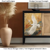 Papier Mousseline Grue brodée et fleurs rouges BW5 Découpage