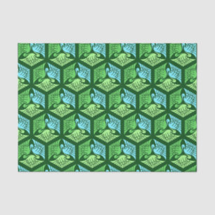 Papier Mousseline Grues japonaises, Jade Green et Bleu clair