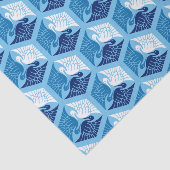 Papier Mousseline Grues japonaises, marine, blanche et bleu clair (Détail)