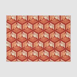 Papier Mousseline Grues, mandarine et orange-clair japonais