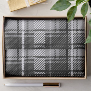 Papier Mousseline Grund Black Blanc Flannel Plaid Tartan Design