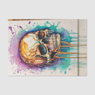 Papier Mousseline Grunge aquarelle Graffiti Skull Decoupage