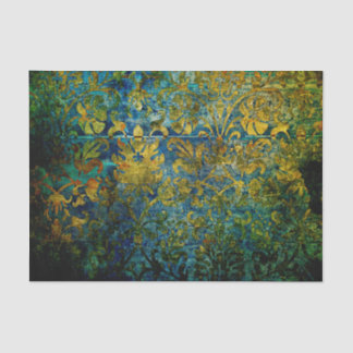 Papier Mousseline grunge, cru, damassé, mousse, vert, motif, floral,