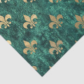 Papier Mousseline Grunge Green Velvet Fleur De Lis Mardi Gras (Détail)