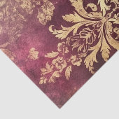Papier Mousseline Grungy Burgundy and Gold Damask Pattern (Détail)