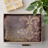 Papier Mousseline Grungy Burgundy Wine and Gold Damask Pattern (Cadeau)