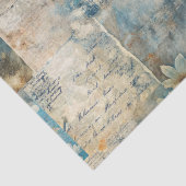 Papier Mousseline Grungy Distressed Blue Floral Ephemera Collage (Détail)