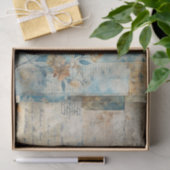 Papier Mousseline Grungy Distressed Blue Floral Ephemera Collage (Cadeau)