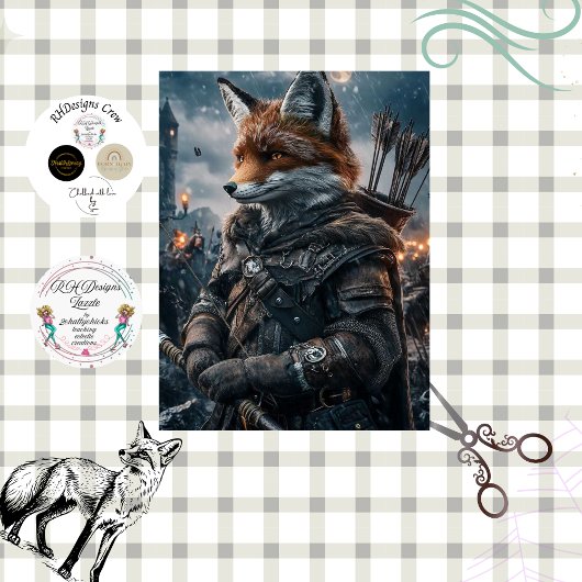 Papier Mousseline Guerrier Renard Médiéval Découpage