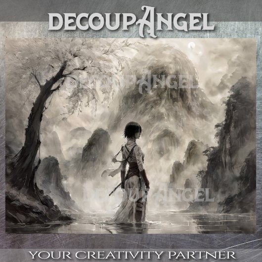 Papier Mousseline Guerrière de l'Asie antique - découpage -