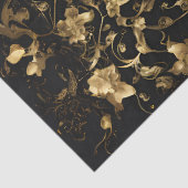 Papier Mousseline Guitare d'or dans Jardin d'or sur Noir (Détail)