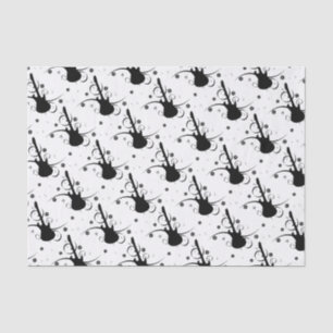 Papier Mousseline Guitare électrique noire avec motif floral