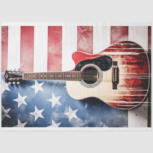 Papier Mousseline Guitare patriotique 1 papier découpage (Recto)