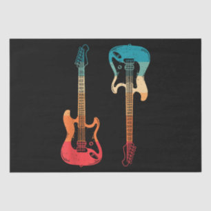 Papier Mousseline Guitare Rétro Guitariste Électrique Basse Guitare