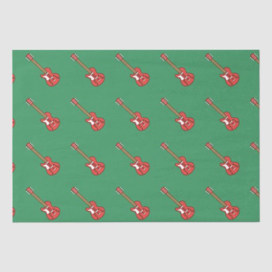 Papier Mousseline Guitare rouge sur vert (Recto)