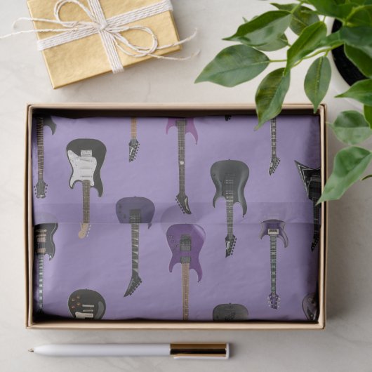 Papier Mousseline 💜 guitares électriques violettes (Cadeau)