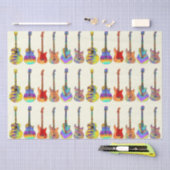 Papier Mousseline Guitares Motif coloré (Artisanat)